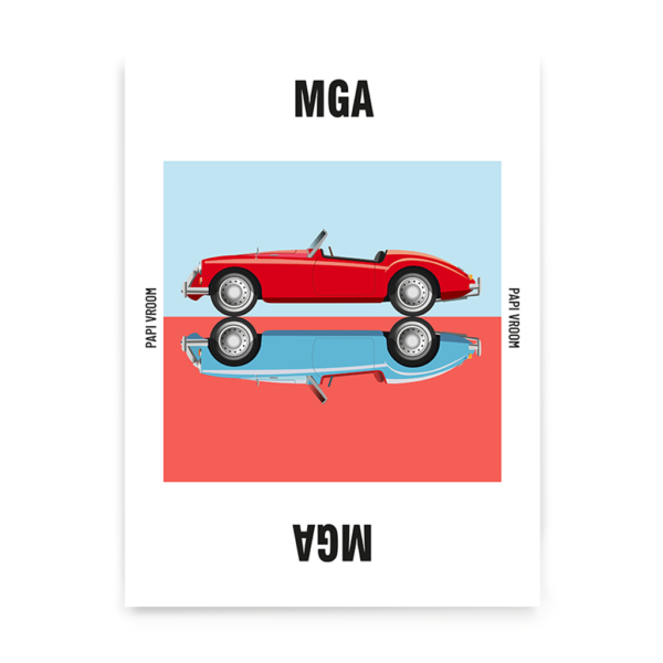 Affiche voiture ancienne MGA